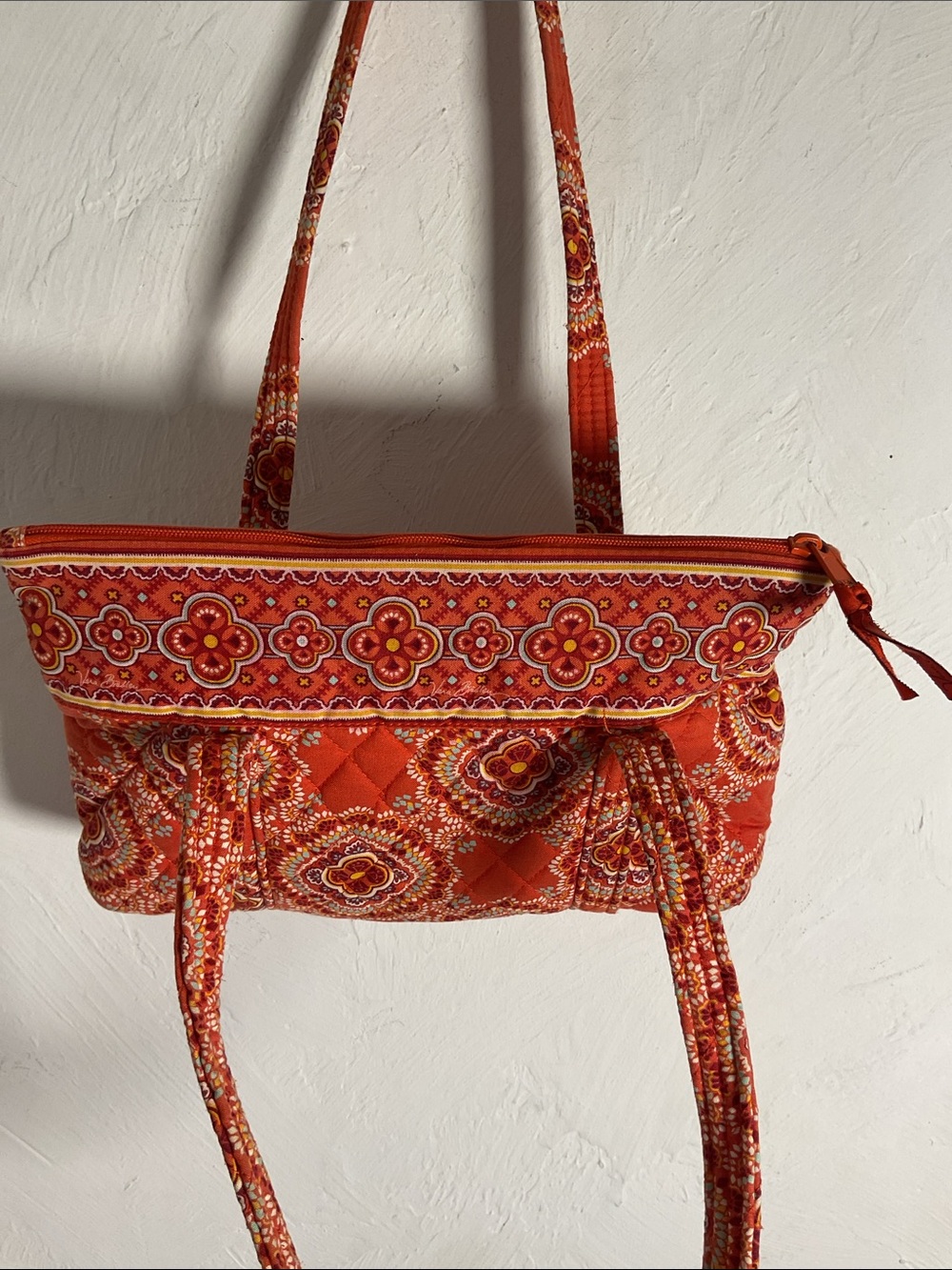 Vera Bradley Small Vera Tote Bag Paprika Quilted Medallion Paisley Orange Red - Picture 5 of 12